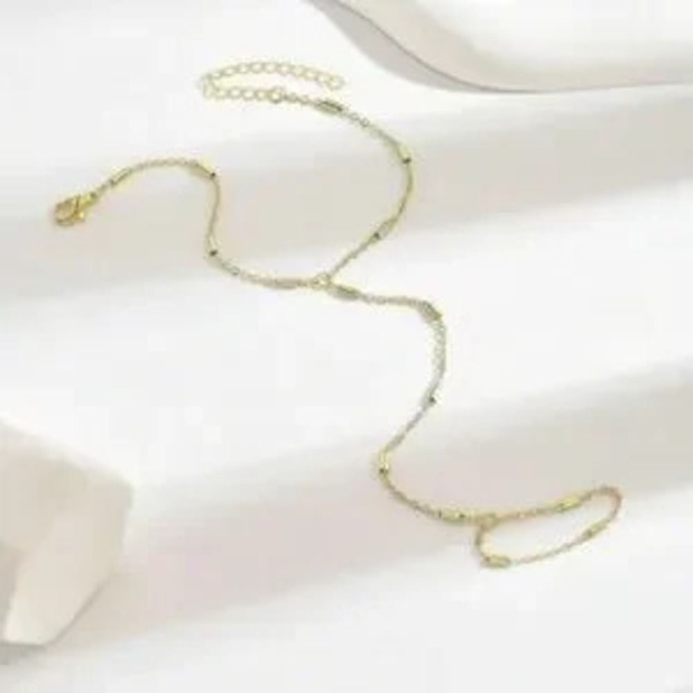Gold Tone Hand Chain Bracelet Ring Adjustable Link Boho Statement - Picture 3 of 3